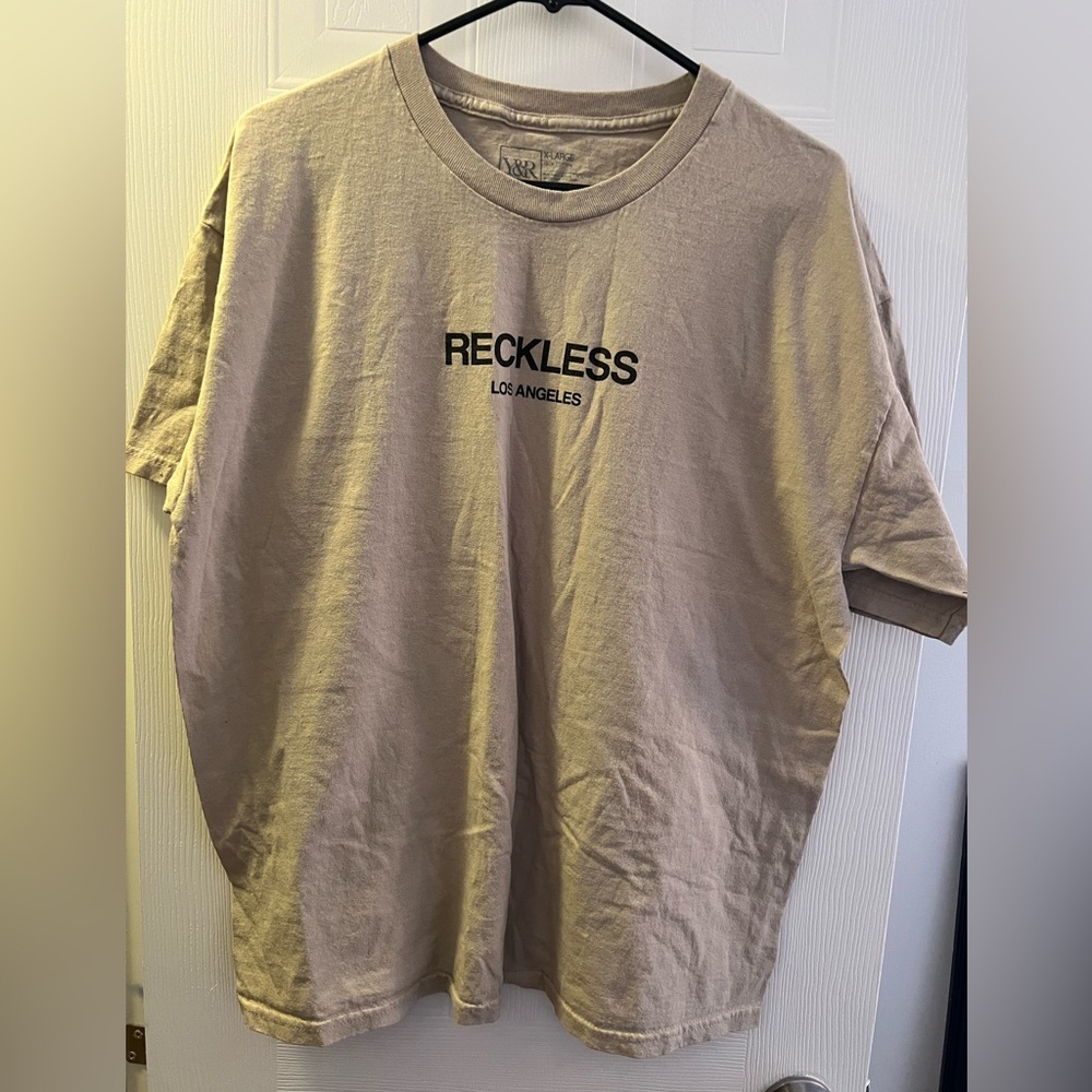 Young & Reckless Tan Short Sleeve Tee with Reckless Text